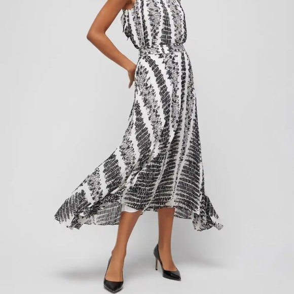 WHBM $130 Pleated Midi Skirt Reptile Snake Print 8 very stretchy waist, fits 10 - Picture 3 of 8